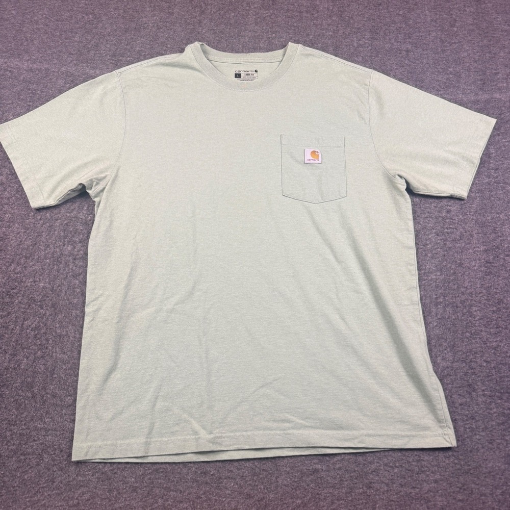 Carhartt Pocket T-Shirt Mens Large Green K87 Loose Fit Short Sleeve Workwear Tee